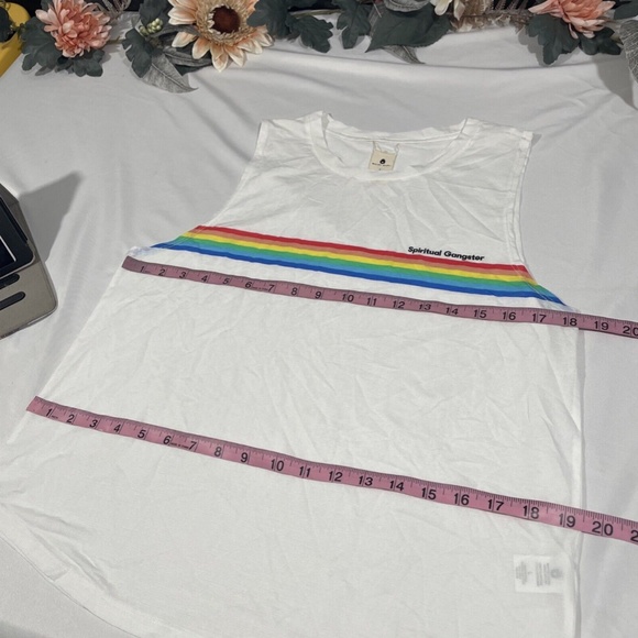 NEW $62 Spiritual Gangster [ Large ] Rainbow Muscle‎ Tank Top in White - Picture 3 of 16